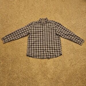 Eddie Bauer Shirt Mens Large Gray Checkered Plaid Casual